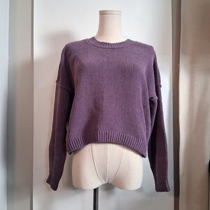 Hollister Crewneck Cropped Chunky Knit Sweater Womens Size Small - Purple